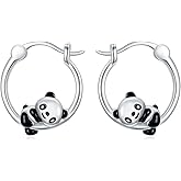Midari Animal Huggie Hoop Earrings Hypoallergenic Sterling Silver Elephant/Unicorn/Black Cat/Dinosaur/ Panda/Pug/Turtle/Sloth/Axolotl/Frog/Raccoon/Dachshund Earrings valentines day gifts for dog lovers