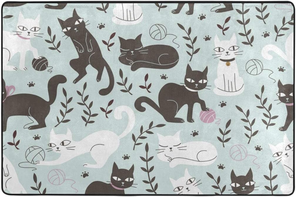 Black And White Cats Area Rugs Multicolor Doormats for Home Decor Rugs