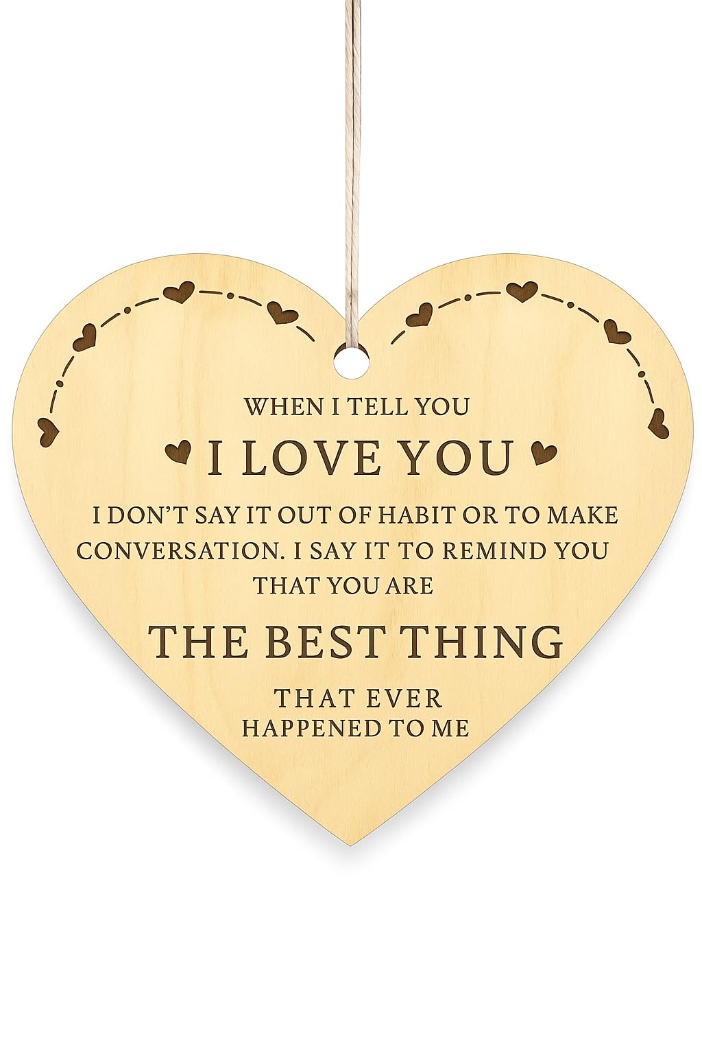 I Love You Wooden Hanging Heart Plaque Gift for Your Love Heart Wooden Sign Friendship Quote Gift for Her for Him
