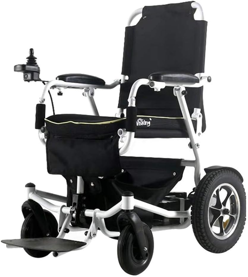 WZB Electric Folding Mobility Wheelchair with Two 250W Motors and 24V, Ultra Portable Power