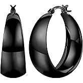 Senteria 12mm Wide Thick Hoop Earrings 925 Sterling Silver Hoop Earrings for Women Hypoallergenic 14K Real Gold Plated Hoops Large Earring Lightweight Chunky Hoops Earring for Women 25/30/40/50MM