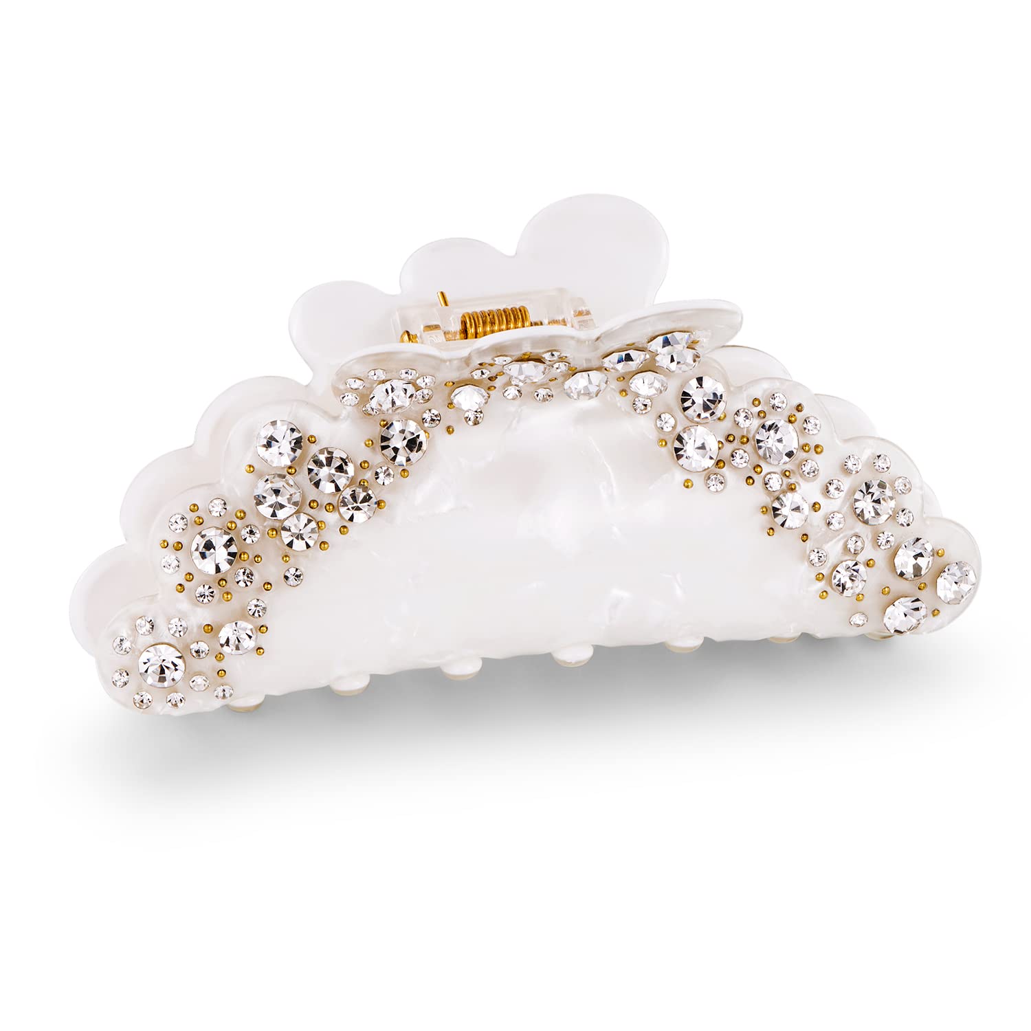 LILIE&WHITE White Rhinestone Hair Clip – Elegant Claw Clip with Crystal and Pearl Detailing, Durable, Hypoallergenic Hair Accessory, Gift for Women