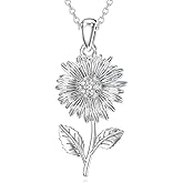 Sonouli Diamond Daisy Necklace 925 Sterling Silver Lab Grown Diamond Daisy Flower Pendant Necklace Gift for Women