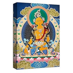 Canvas Wall Art Buddha Mural Tibet Thangka Painting Artwork for Home Prints Framed - 12x18 inches
