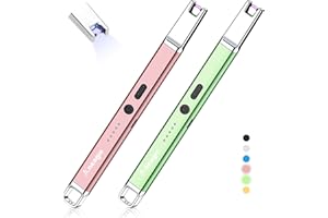 Aneagle Lighter Electric Candle Lighter 2 packs Upgraded Rechargeable Candle Lighter with LED Flashlight Windproof Flameless and Hanging Hook LED Battery Display Arc Lighter for Candle Grill Camping