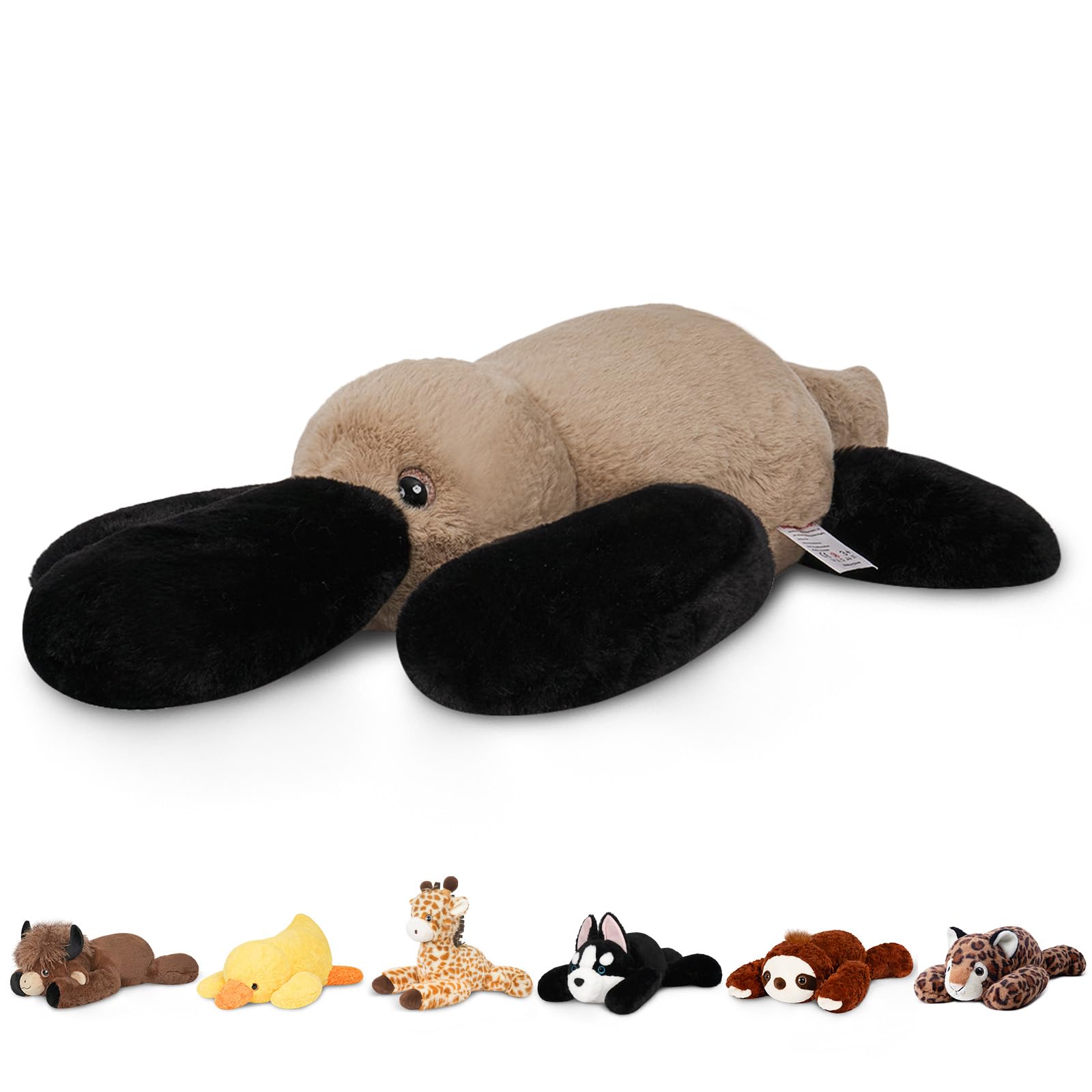 Niuniu Daddy 20" | 3.3 Pound Weighted Platypus Stuffed Animals for Adults Kids, Weighted Stuffed Platypus Plush for Toddler, Cute Fluffy Soft Plush Toy Body Pillow for Presents Christmas Birthday Image