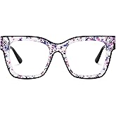 Zeelool Square Blue Light Glasses for Woman Fashion Thick Frame Sparkle Glasses Trendy Computer Eyewear Anti Eyestrain