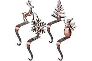 Fonder Mols Christmas Stocking Holders for Mantle, Xmas Fireplace Hanger Hooks Metal Grips Clips (Bronze Chrome)