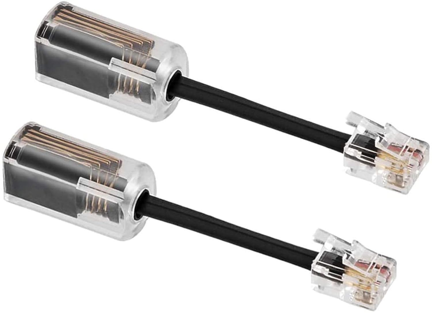 thumbnail interactive-video image 1 of 2-Pack Phone Cord Detangler - 360° Swivel Handset Connector RJ9 4P4C Gold-Plated Plugs 1 of 3