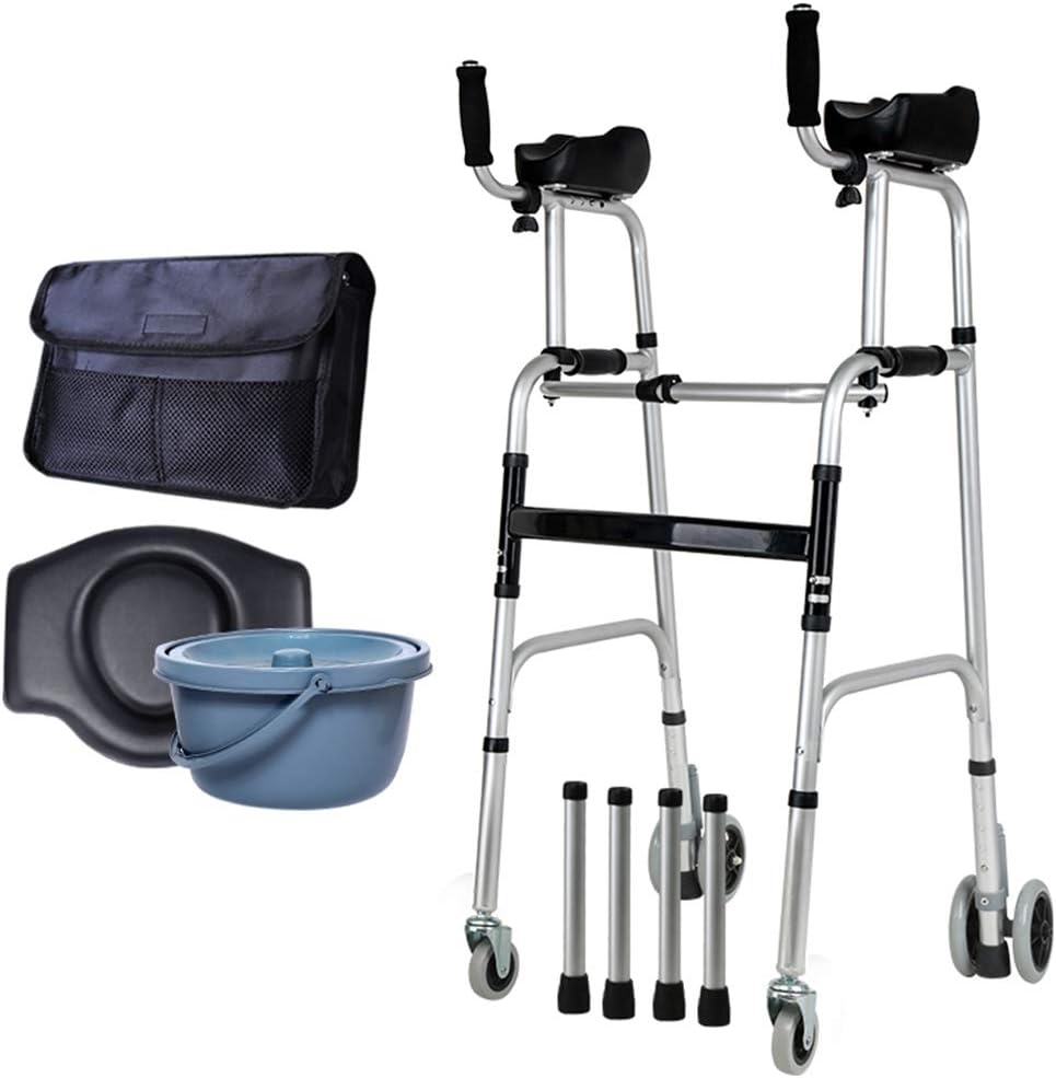 Zzmop Aluminium Folding Walker, Wheeled Walker with Seat