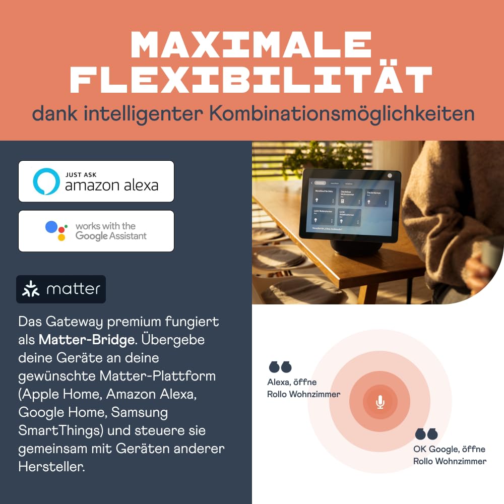 Home Pilot Gateway premium, Smart-Home Zentrale inkl. App; Kompatibel mit Apple Home, Amazon Alexa, Google Assistant; Matter-Bridge, Steuerung für smarte Home Pilot-Geräte (Rollladen, Heizung uvm.) 5