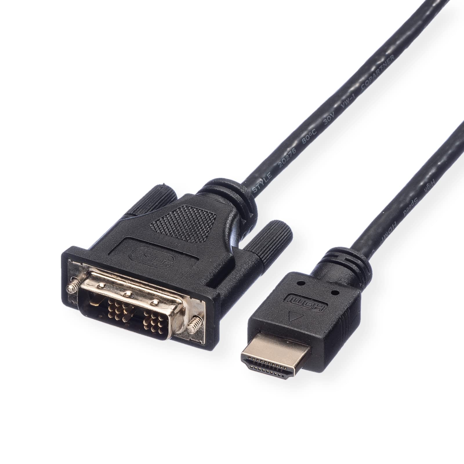 Best Price Square DVI CABLE, DVI PLUG-HDMI PLUG, 2M, BLACK 11.04.5522 By ROLINE