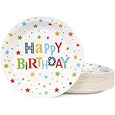 CENLBJ Happy Birthday Party Plates, 9inch-50pcs, Birthday Party Paper Plates, for Decorations