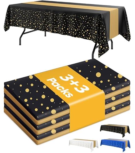 3Pcs Black And Maroon Purple Tablecloth Party Decorations,Plastic Black Table Cloth Printed Maroon Purple Table Runner Disposable Rectangle Table Cover For Birthday Wedding Graduation Party,54x108Inch