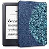 WALNEW All-New Amazon Kindle Case Lightest and Thinnest Premium Leather Smart Protective Cover for Kindle (8th Generation,2016 Released),Blue Flower