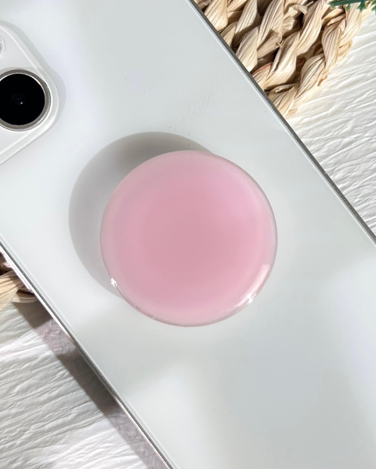 Photo 1 of Solid Color Phone Grip Stand, Cute Resin Clear Cell Phone Holder,Handmade Collapsible Cell Phone Accessory, Phone Charms Holder Support with Transparent Base for Kindle