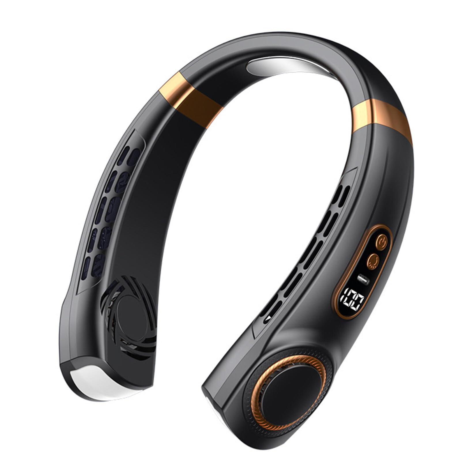 Portable Rechargeable Hanging Neck Fan, Wearable Bladeless Cooler Fan with 7 Color Light 5 Speeds Adjustment 360°Cooling Airflow Hands - Free Personal Fan for Men Women Home Office Travel Outdoor