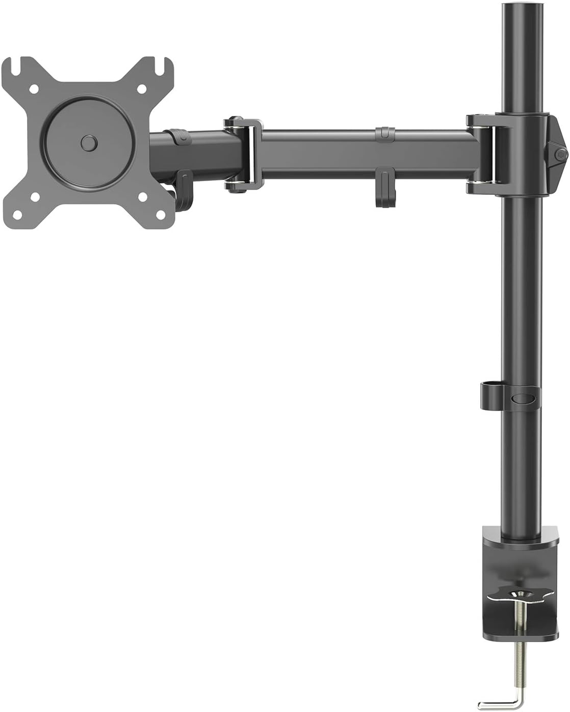 PROMIC Single Monitor Desk Mount Fit Full Motion VESA 75X75 and 100X100 Monitor Fit Screens up to 27", 17.6 lbs Capacity, C-Clamp Base