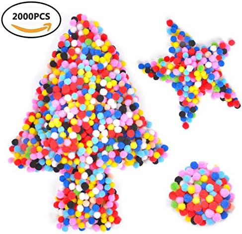 Pom Poms,Myguru 2000PCS Pompoms Balls for Craft Making and Hobby Supplies,1CM/0.39Inch, Assorted Colors