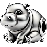 Bolenvi Realistic Hippopotamus Chubby Hippo Charm Bead, 925 Sterling Silver Charms, Compatible with Pandora & Similar Charm Bracelets, Necklaces & DIY Jewelry Making, Elegant Handcrafted Design