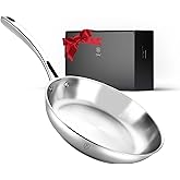 Lebof 12 Inch Stainless Steel Pan, Heavy-Duty 5-Ply Clad Base for Even Heating, 800℉ Oven Safe Frying Pan, Premium Cookware for Induction, Gas & Electric