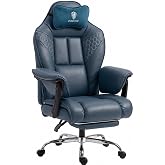 Dowinx Big and Tall Gaming Chair with Footrest for Home Office 500LBS | High Back Leather Office Chair, Extra-Wide &amp; Thick-Padded Seat Cushion with Ergonomic Lumbar Support and Soft Linkage Armrest