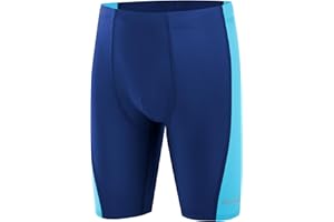 Runhit Boys' Swim Jammers Youth Competitive Swimsuit UPF 50+ Quick Dry Athletic Compression Swimming Shorts