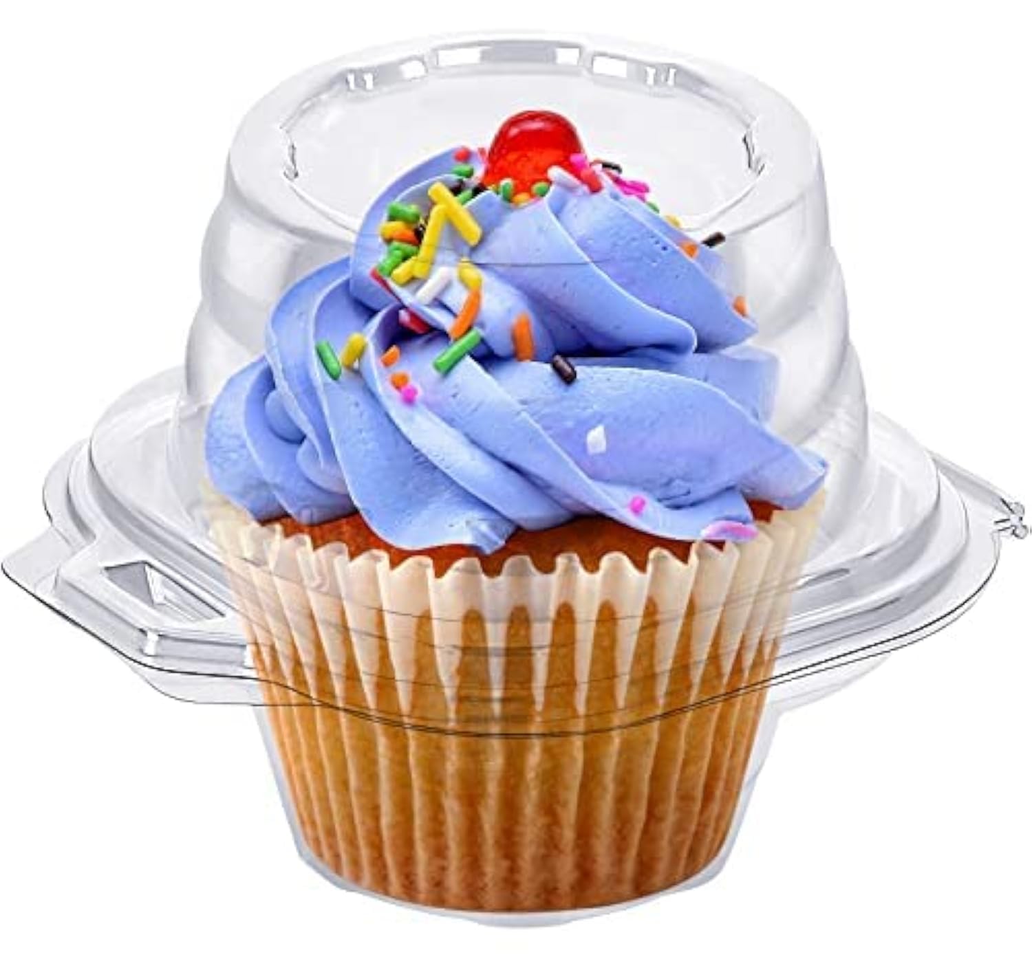 Photo 1 of HIMETSUYA Cupcake Boxes Individual Cupcake Containers, 50 Packs Regular Single Cupcake Holder High Topping for Muffins, Thicker Stackable Plastic Cupcake Carrier for Party (50 pack)