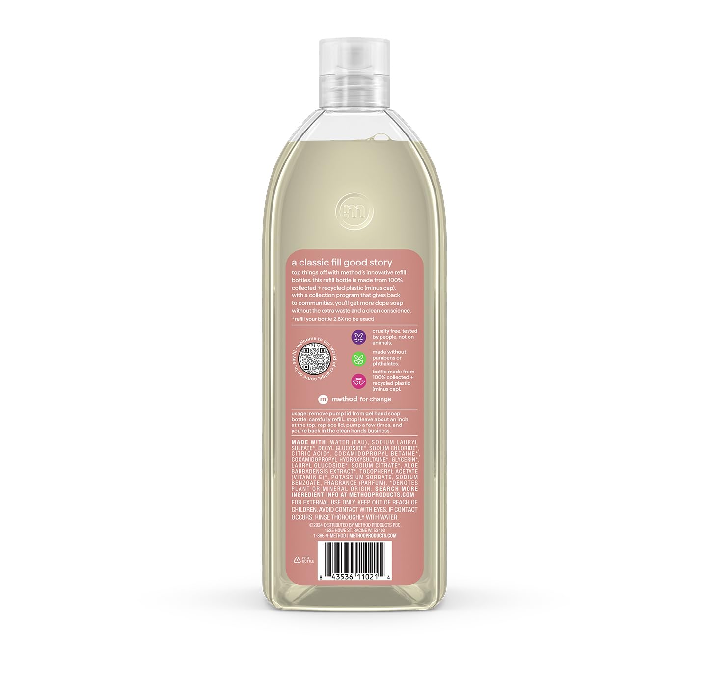 Method Gel Hand Soap Refill, Vanilla + Raspberry, Biodegradable Formula, 34 Fl Oz (Pack of 1) (Packaging May Vary)