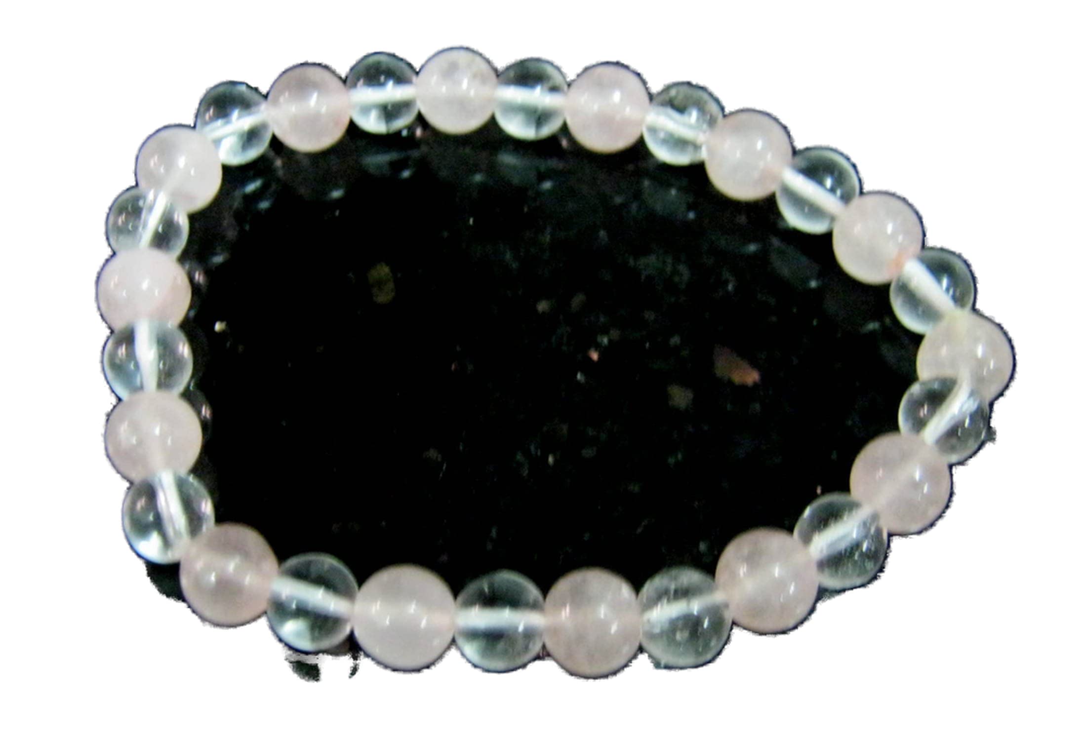 CRYSTALMIRACLE Rose Quartz/Clear Quartz Round Beaded Bracelet crystal Healing Fashion Gift handcrafted Accessory