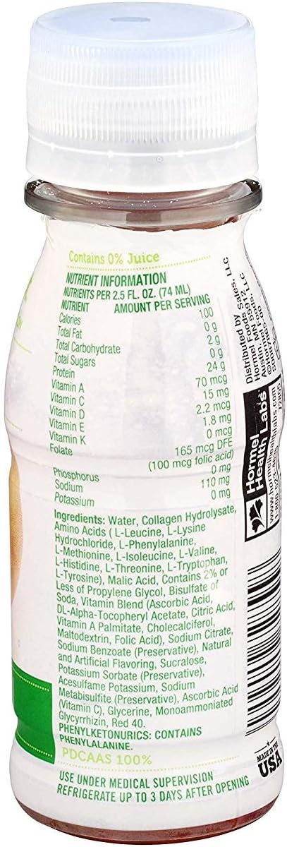Hormel Health Labs Healthy Shot Protein & Amino Acid Supplement, Peach, 2.5 Ounce, 24 Count: Health & Personal Care