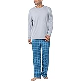 PajamaGram Men Pajamas Sets - Cozy 100% Cotton Pajamas for Men, Knit Long Sleeve Pajama Set for Men, Pijamas Para Hombres