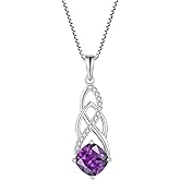 Blaniy Infinity Necklace 925 Sterling Silver Celtic Knot Pendant Princess Cut Birthstone Necklace Jewelry Gifts for Women