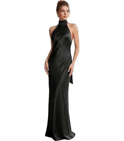 solid cross halter satin dress AISLUBXM Women Criss Long Backless Ball Gown Cocktail Party Evening Maxi Dresses Floor Length (Black, Small) : Clothing, Shoes & Jewelry Jw pei