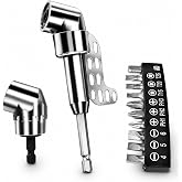 TIDENBR 105&deg; Right Angle Drill Adapter Set, 1/4" Hex Magnetic Bit Holder | 105&deg; right angle drill adapters, long &amp; short, 10 S2 bits. Cr-V steel, fits impact drivers, for tight spaces.