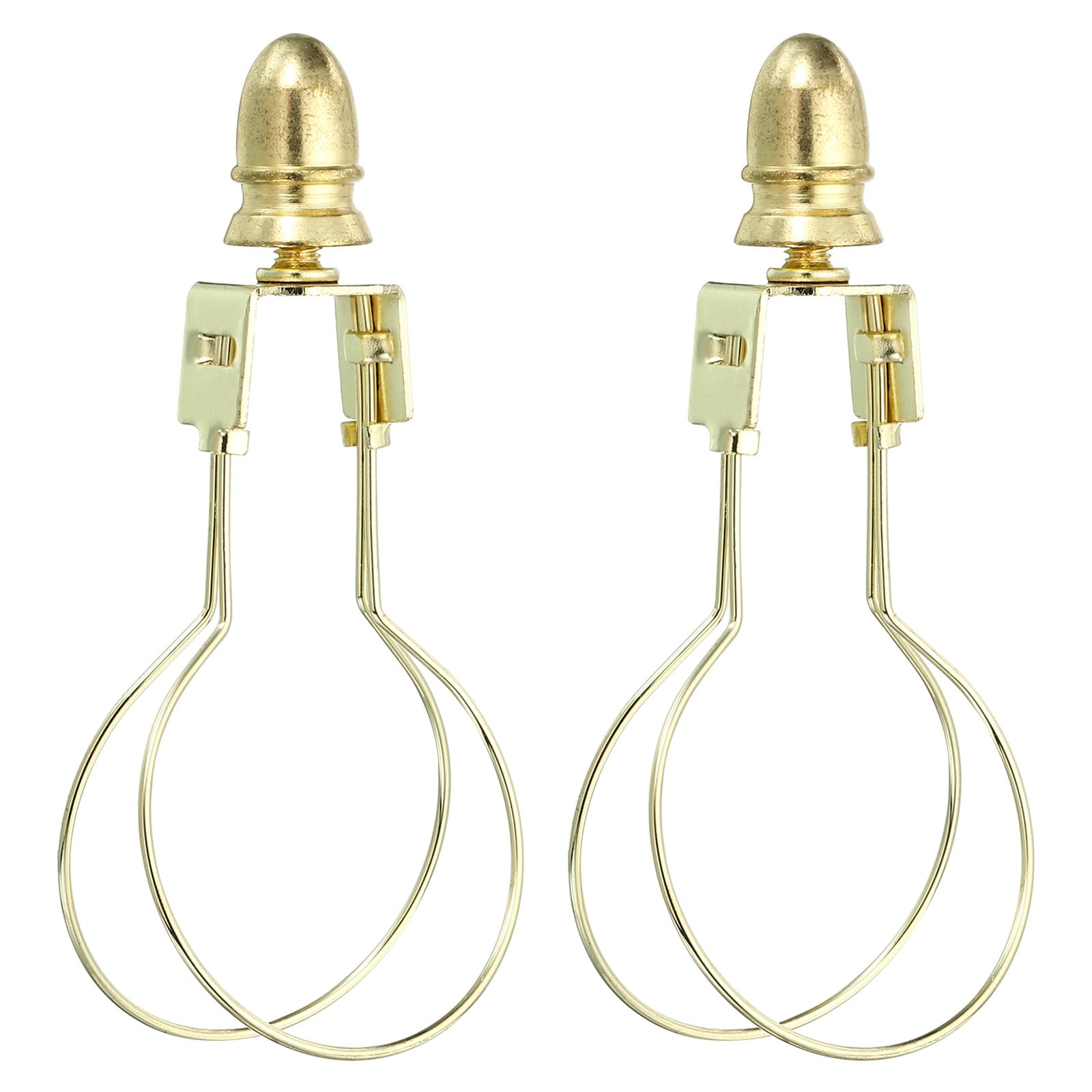 PATIKIL Light Bulb Holder with Finial, 2 Pack Metal Adjustable Lamp Shade Bracket Clip Adapter for Table Floor Lamp, Gold Tone