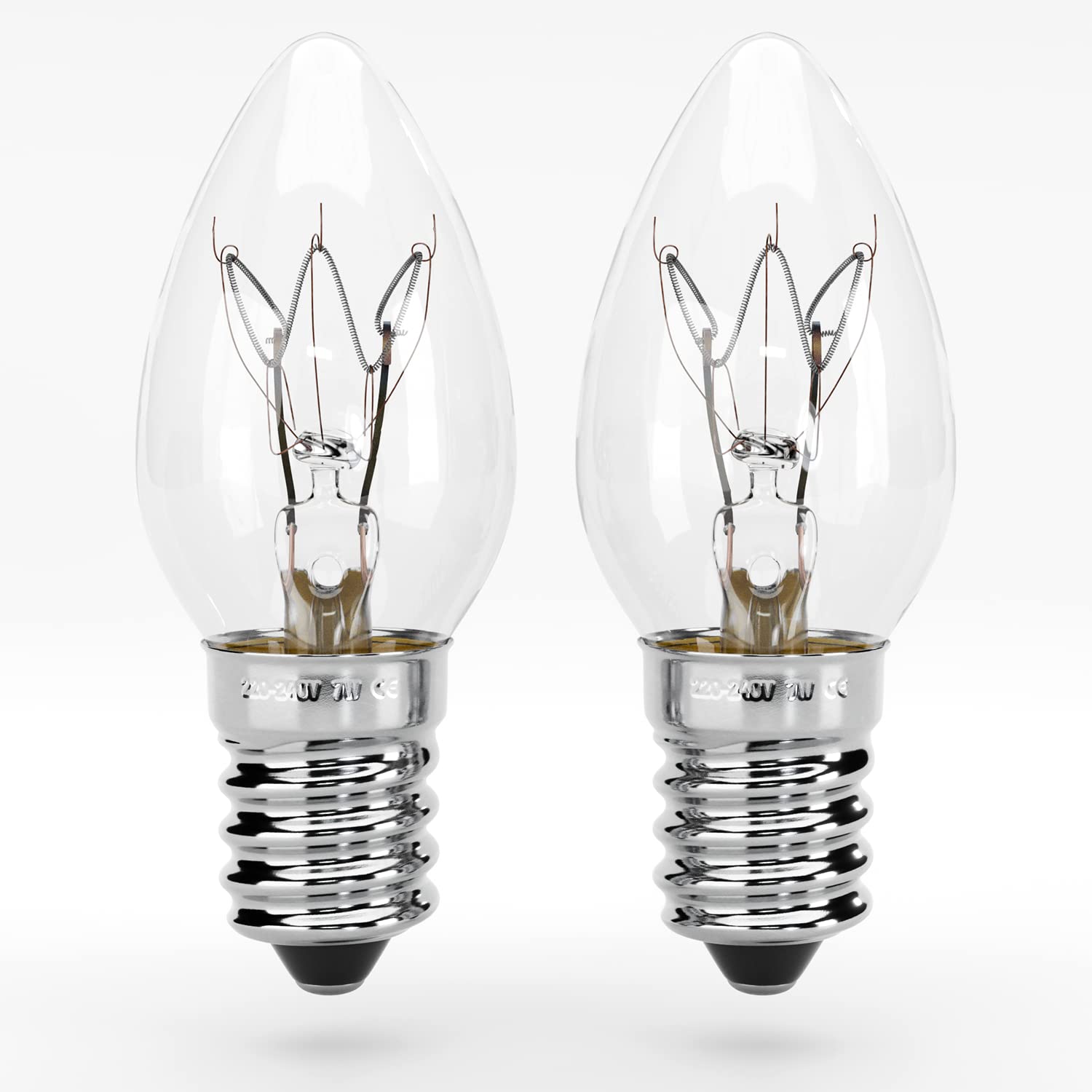 greate. 2X Light Bulbs Small Screw E14 7W - Replacement E14 Bulb for Salt Lamp, Night Light, Sewing Machine and More - Small Screw Light Bulb with 40 Lumens - E14 Candle Bulb - E14 Light Bulb
