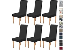 Dioxide High Stretch Chair Covers for Dining Chairs, Washable Dining Chair Covers Set of 6, Soft Dining Chairs Seat Covers, Parsons Chair Slipcover Protectors for Home Hotel Restaurant Banquet
