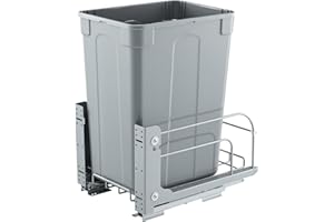 VEVOR Pullout Trash Can for Kitchen Cabinets, 35 QT Garbage Waste Recycling Bin, Under Mount Waste Container, with Heavy Duty