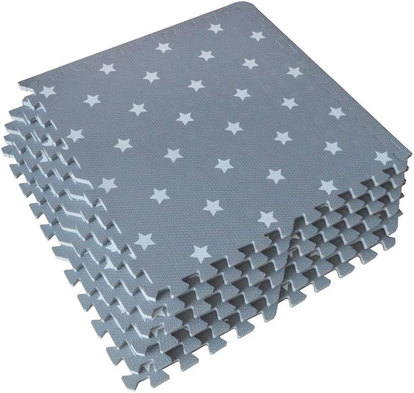 Baby Puzzle Play Mat with Star Design,Extra Thick(0.55"),Non Toxic,Extra Large(4ftx6ft) for Kids Playing time,Comfotable and Waterproof Foam Puzzle Mat