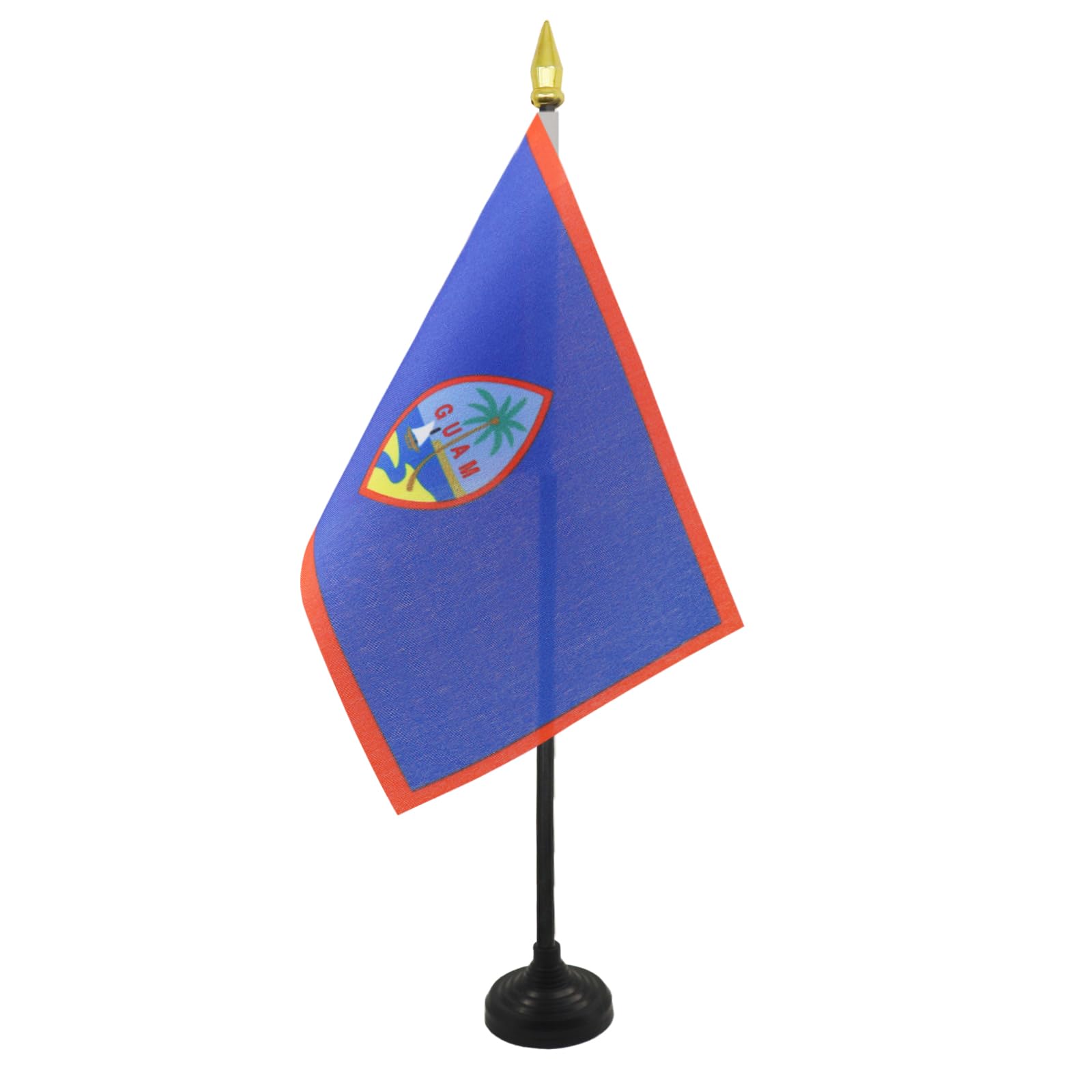 AZ FLAG - Guam Table Flag 4'' x 6'' - Guamanian Mini Desk Flag 100% Polyester 15 x 10 cm - Office Mini Banner with 10'' Pole - Golden Spear