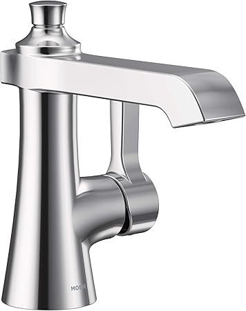Moen S6981 Flara One Handle Single Hole Bathroom Faucet With Drain