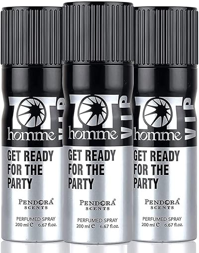 Paris Corner Pendora Scents 3x 200ml TOT Homme VIP Body Spray Men Women