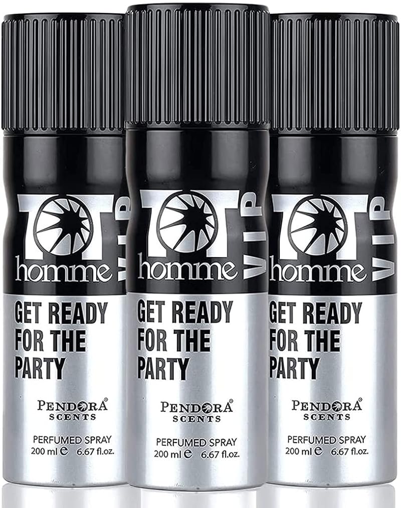 Paris Corner Pendora Scents 3x 200ml TOT Homme VIP Body Spray Men Women