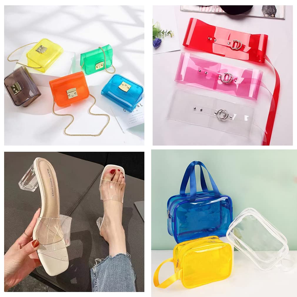 HYANG Transparent PVC Super Clear Holographic Vinyl Sheets 1 Roll 11.8''x47'' (30cmx120cm) for DIY Bows Earrings Bags DIY Crafts Making (HY-101)