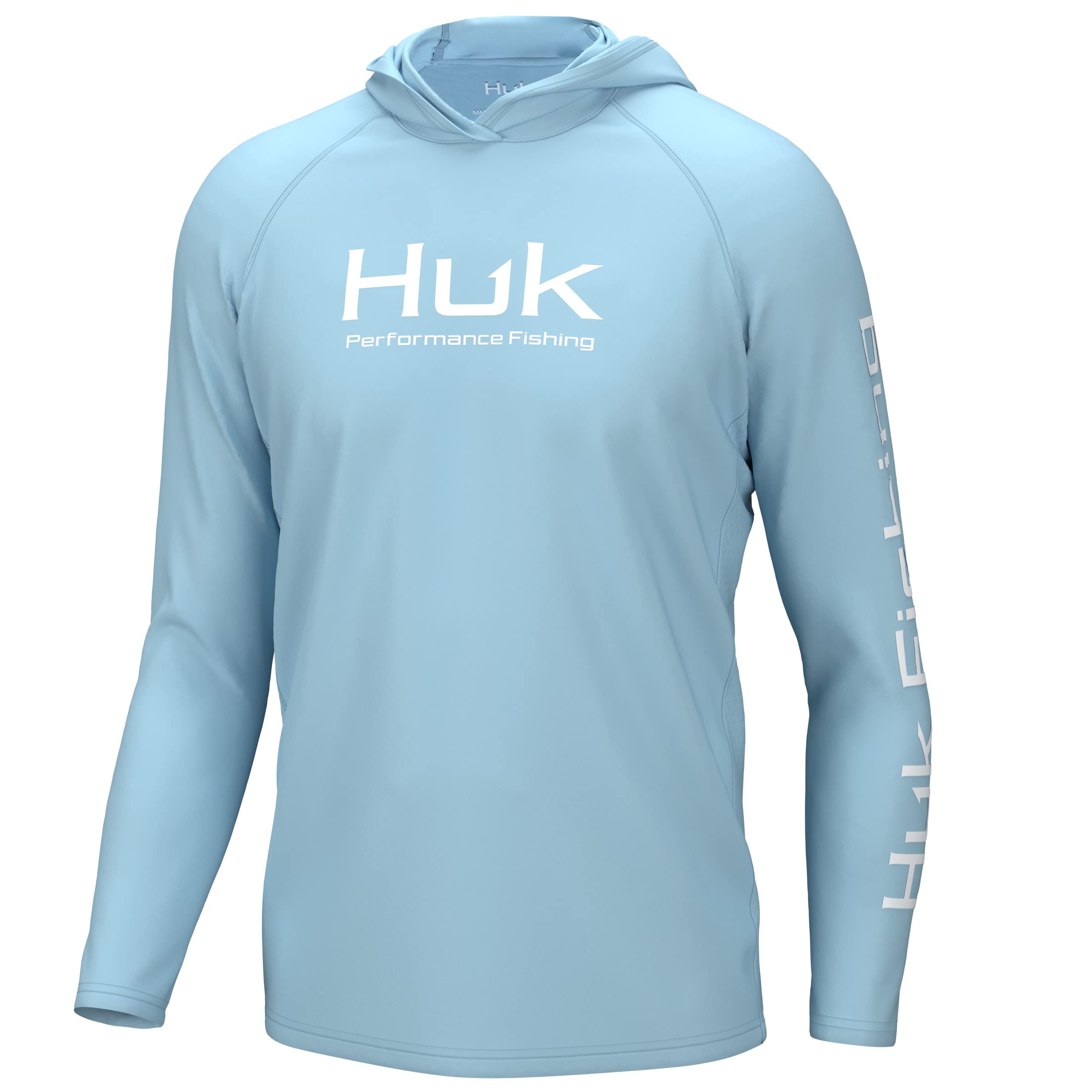 HUK Men's Standard Pursuit Vented Long Sleeve Hoodie, Fishing Shirt with Hood, Crystal Blue, Medium Image HUK Men's Standard Pursuit Vented Long Sleeve Hoodie, Fishing Shirt with Hood, Crystal Blue, Medium Image