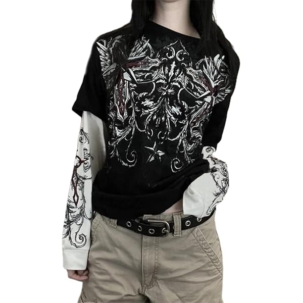 Amazon.com: XCJIKUKE Gothic Emo Lace Up Crop Tops Y2k Harajuku