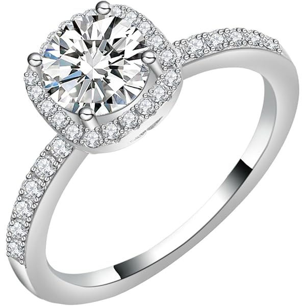 Dazzlingrock Collection 0.25 Quilates (ctw) 10K Diamante Redondo Damas Nupcial Anillo De Promesa Conjunto De Banda A Juego 1/4 Qt, Oro Blanco, Oro Blanco Diamante Blanco., Diamante Blanco