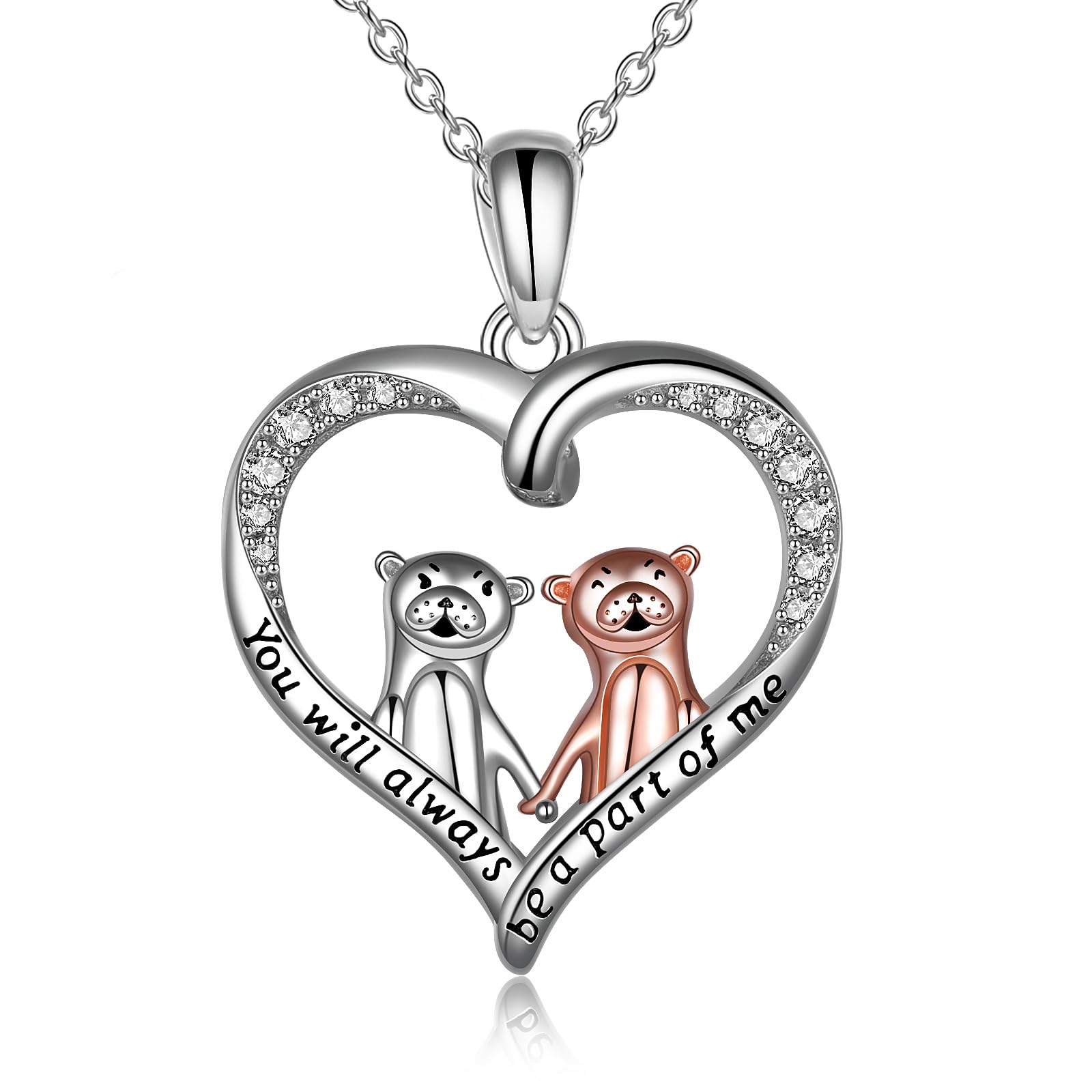 YAFEINI Otter Gifts for Women 925 Sterling Silver Sea Otter Necklace Cute Animal Pendant for Mom Sister Jewelry Gift — image 1