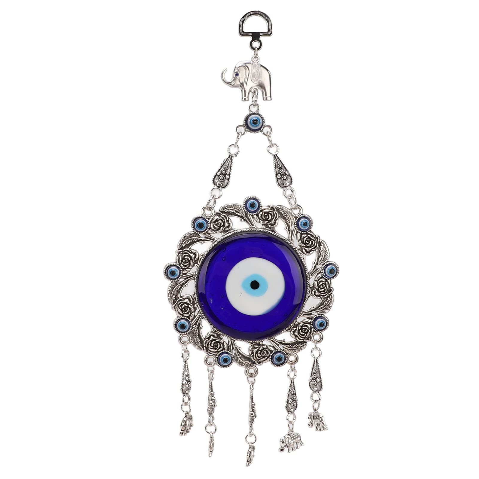 Pssopp Turkish Blue Evil Eye Wall Hanging Ornament Decoration Turkish Blue Evil Eye Wall Hanging for Car Home and Office(Elephant Pendant)